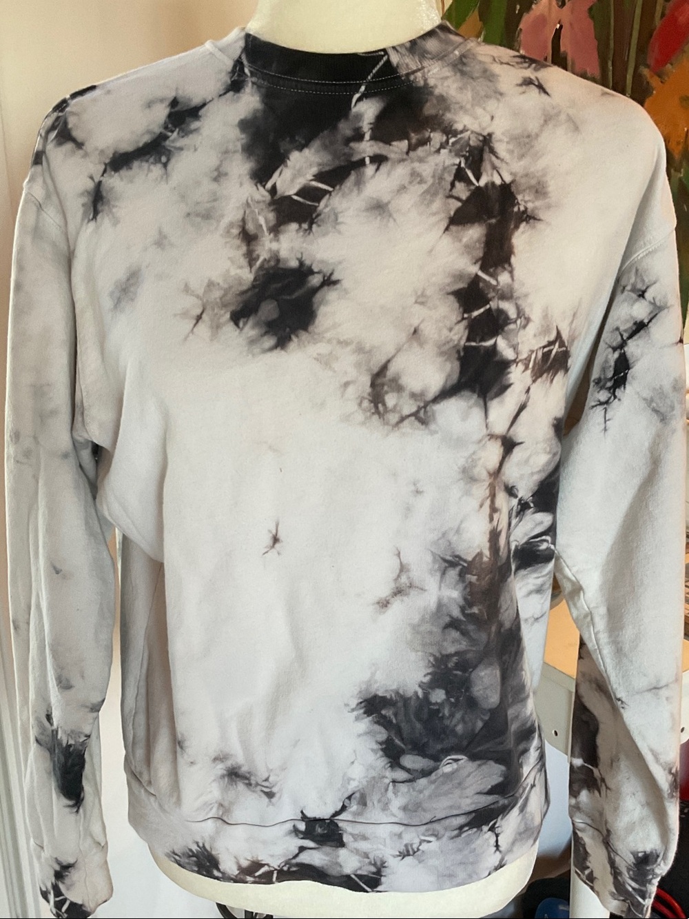 Prince Peter Woman’s Tie-Dye Crewneck Sweater - Black & White